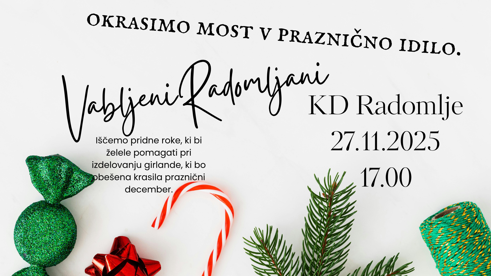 You are currently viewing Izdelava mega girlande za na most čez Bistrico, 27. 11. 2025!